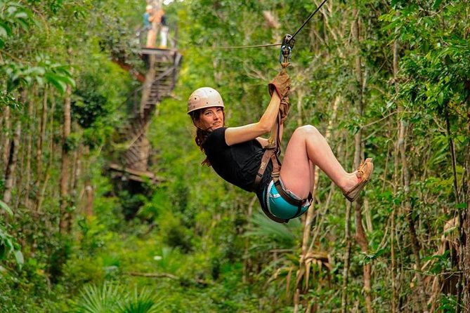4 activities in 1 Horse Riding, ATV Shared, Cenote & Ziplines from Cancún - Six ziplines above the jungle
