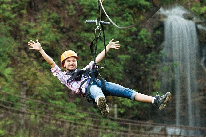 7 Line Waterfall Canopy Zipline Course - Higher lines above the creek and waterfall