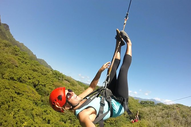 AdrenaLine Zipline Tour with WaterZip by Outfitters Kauai - The 1,800-foot race line and zipline aerobatics