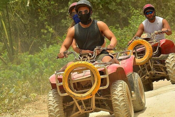 Amazing ATV with Zip Lines and Swim in Cenote with Round Transportation - The ATV ride on jungle terrain