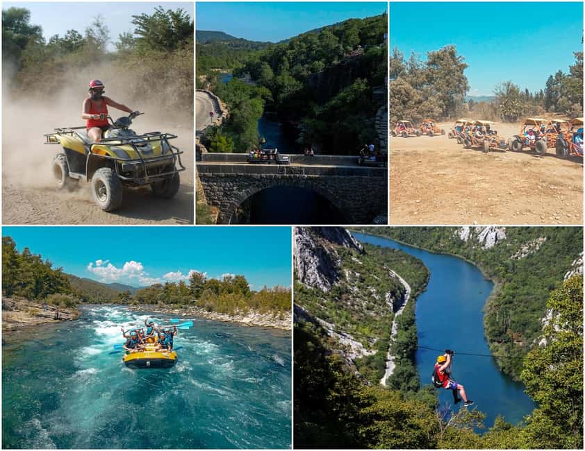 Antalya/Side: Quad, Buggy, Rafting & Zipline Tour with Lunch - Quad or buggy riding: fun, muddy, and sometimes slow