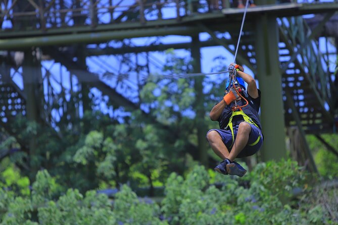ATV adventure, Ziplines, Cenote Swim, Snack & Transport Included. - Ziplining above the jungle