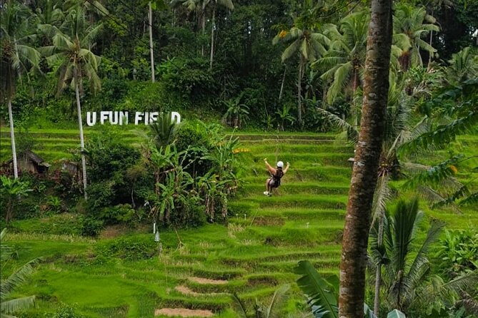 Bali: Zipline + Watersport Trio (Jetski, Parasailing, BananaBoat) - Starting above the rice fields at U Fun Field