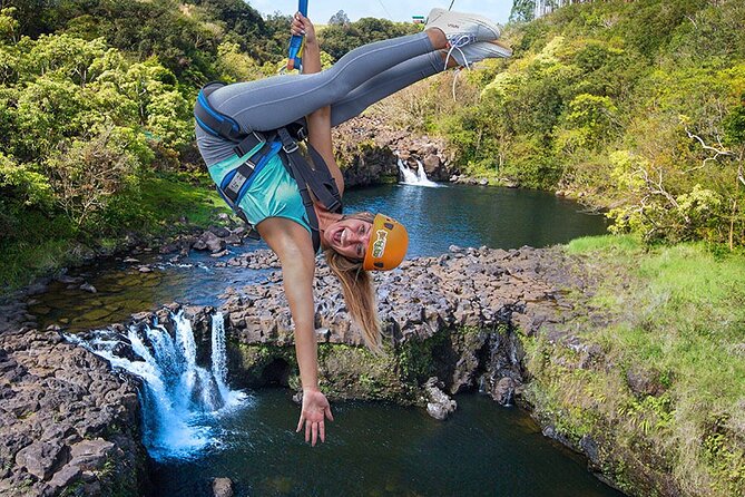 Big Island 9-Line Zipline Experience Plus Private Waterfall Swim - Taking off above Umauma Falls