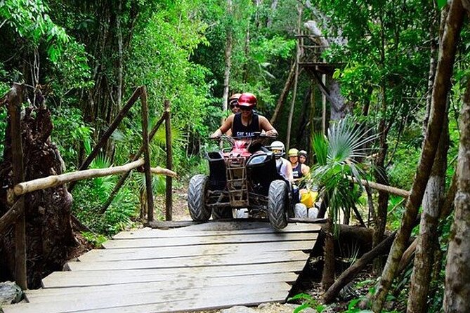 Cancun Horseback Riding, ATV, Ziplines, Cenote, Lunch and Drinks - Ziplines, a suspension bridge, and a spider web