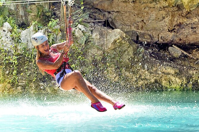 Canyoning and Zipline in Polylimnio Waterfalls - Entering Polylimnio by water