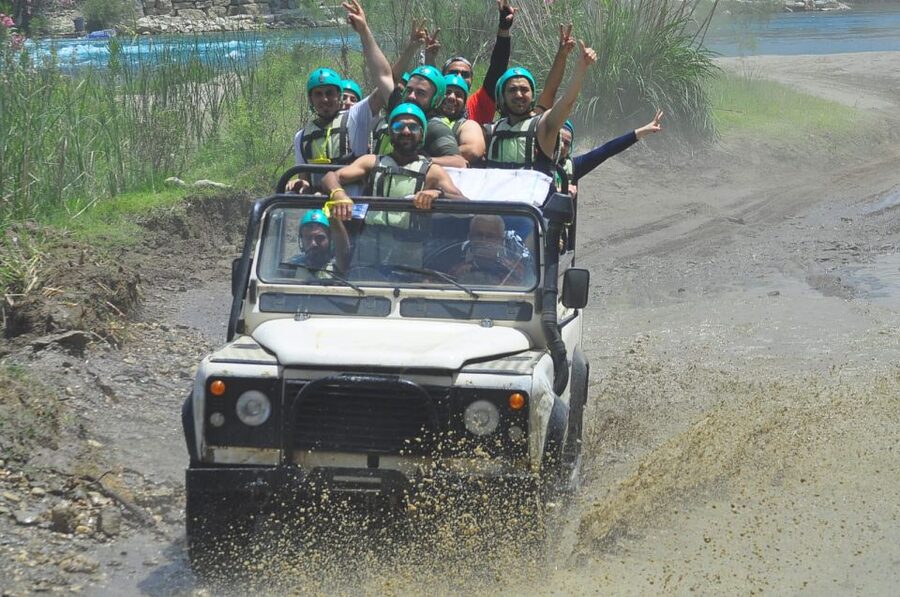 City of Side: Rafting, Zipline, Jeep, Buggy and Quad Combo - Ziplining over the river