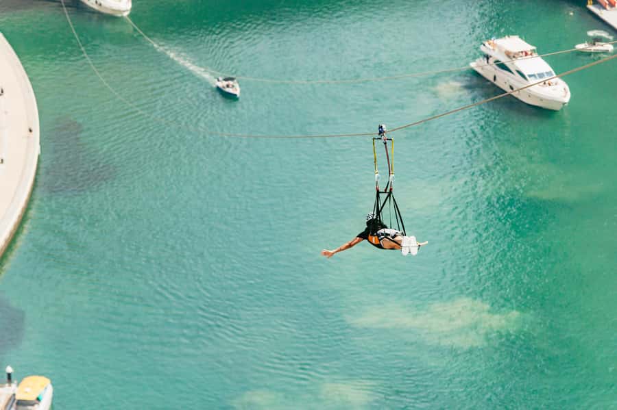 Dubai: Marina Ziplining with Photos, Video and Meal - From Dubai Marina Mall to the launch platform