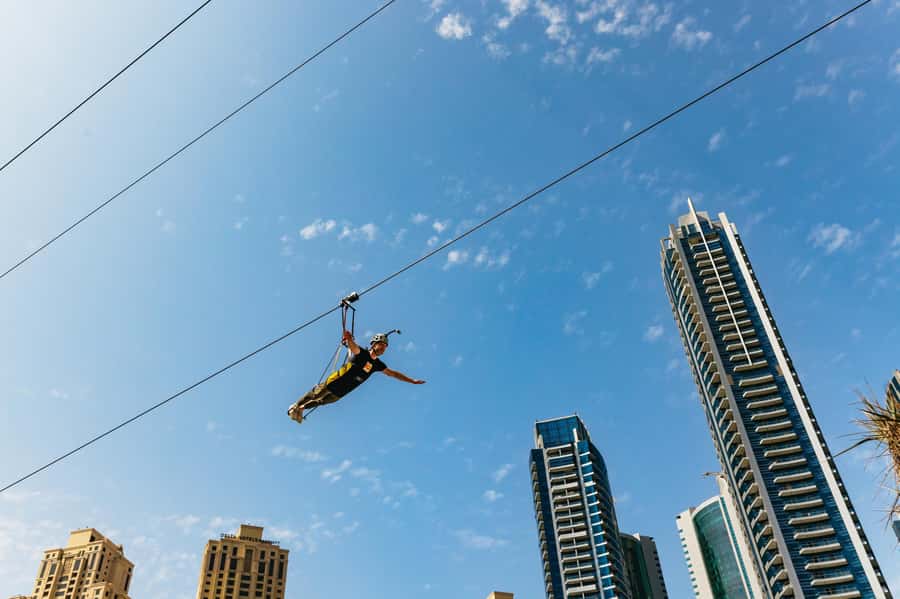 Dubai: Marina Ziplining with Photos, Video and Meal - Flying Superman-style across the marina