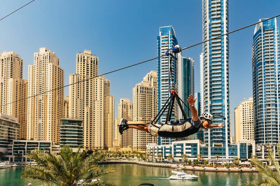 Dubai: Marina Ziplining with Photos, Video and Meal - Flying beside a friend