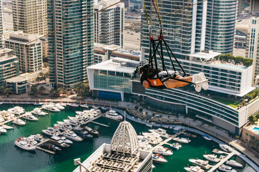 Dubai: Marina Ziplining with Photos, Video and Meal - The 170-meter climb and safety briefing