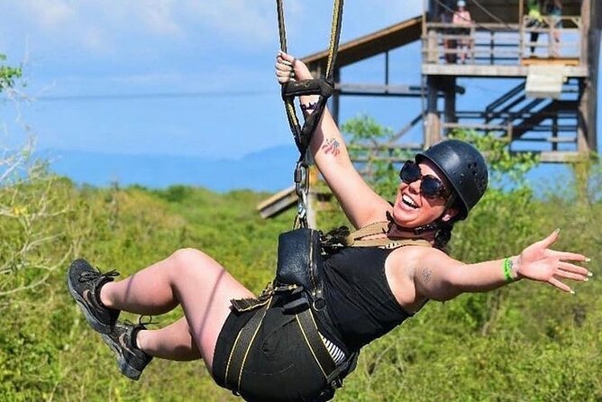 Dunn’s River Falls,Zip lining & horseback riding Combo tour from Montego Bay - Ziplining above Dunn’s River