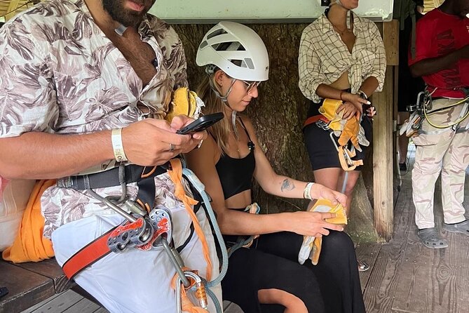 Dunns River Falls and Zipline Adventure from Kingston - Zipping above the falls