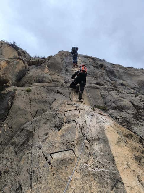 Elda: El Bolón via ferrata with zipline and abseiling - Hanging bridges, a zipline, and abseiling
