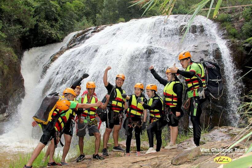 Extreme ZIPLINE 1500M & CANYONING in DA LAT - Moving from the dry cliff to the water