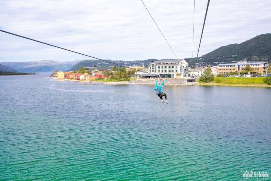 Feel the adrenaline in Mosjøen Zipline - Flying above Mosjøen and the Vefsna River