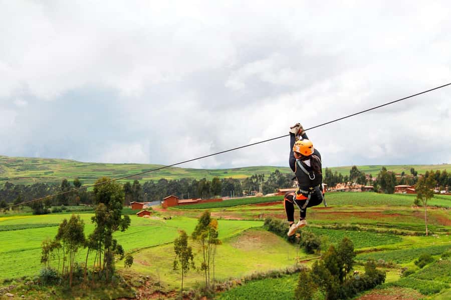 From Cusco: Half-Day Zip Line Adventure - Getting ready above the Sacred Valley