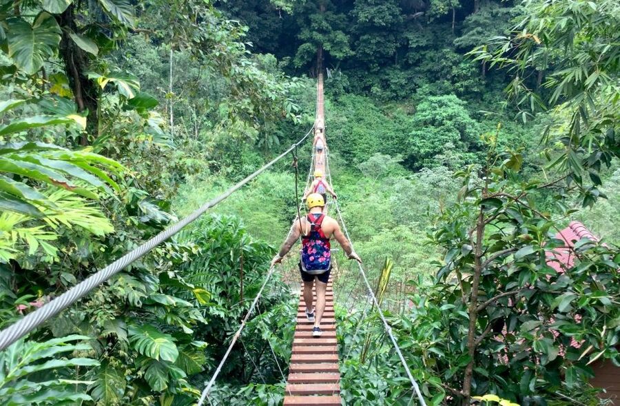 From Phuket: Elephant Care Experience with Rafting & Zipline - Ziplining and the rope bridge