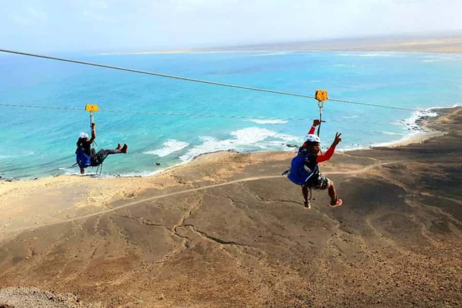 From Santa Maria: Sal island Zipline Experience (Official) - The 1,000-meter zipline flight