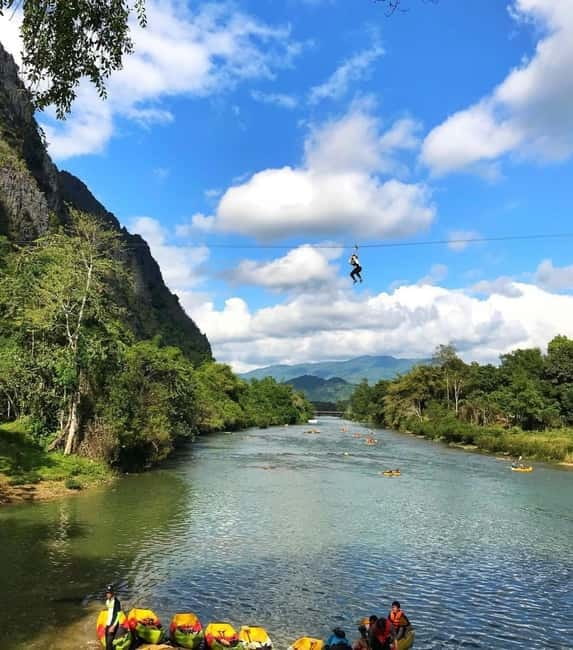 From Vientiane: Vang Vieng Tour with Cave Kayak & Zipline - Kayaking on the Nam Song brings the quietest hour
