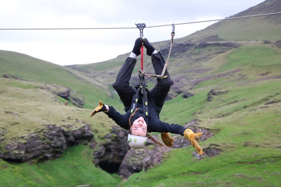 From Vík: Zipline and Hiking Adventure Tour - Big Rush and the first view of Hundafoss