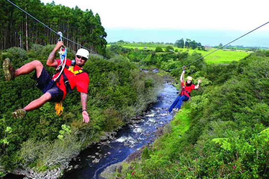 Hakalau: 9-Line Zipline Adventure with Umauma Falls View - The garden and Triple-Tier Waterfall after the cables