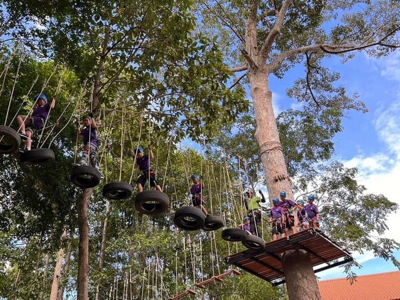 Hua Hin Tree Top Zipline Adventure and Canopy Rope Challenge - The safety briefing and first climb