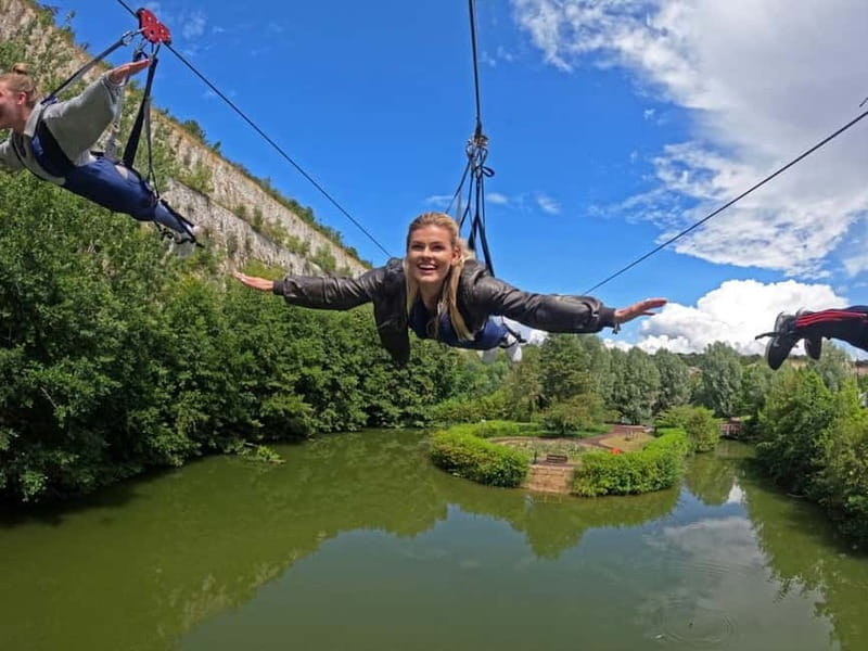 Kent: England’s Longest Zip Wire – 720m Flight over Quarry - Flying 720 meters above an old quarry