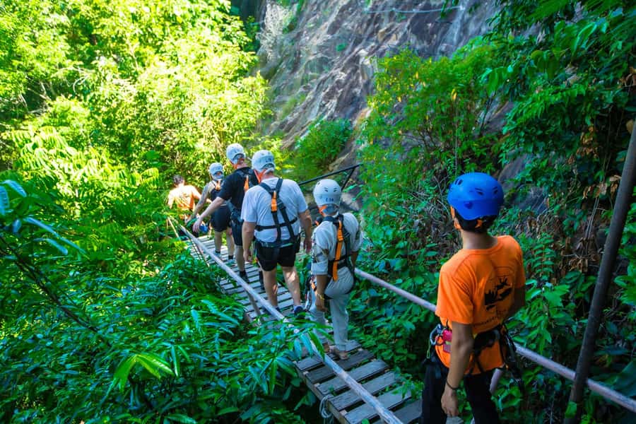 Ko Pha Ngan: Sky-High Zipline & Wang Sai Waterfall Views - Ziplining across the valley
