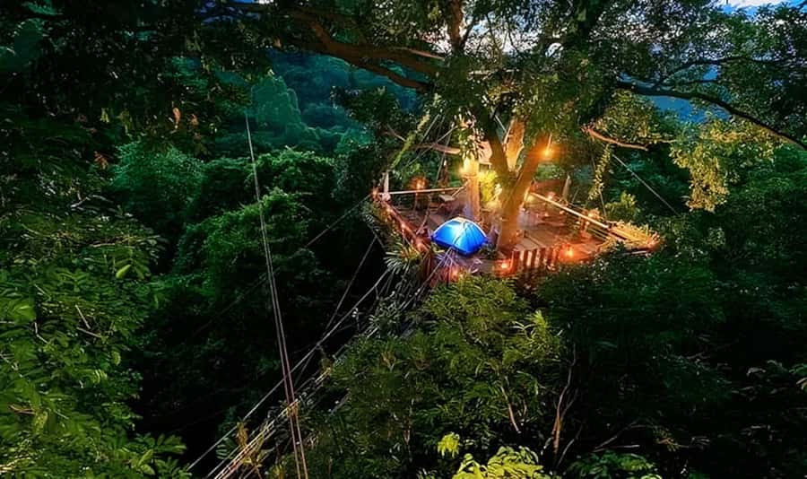 Ko Samui: Tree Bridge Jungle Zipline and Waterfall Adventure - At a glance: eight ziplines, one waterfall, and a treehouse cafe
