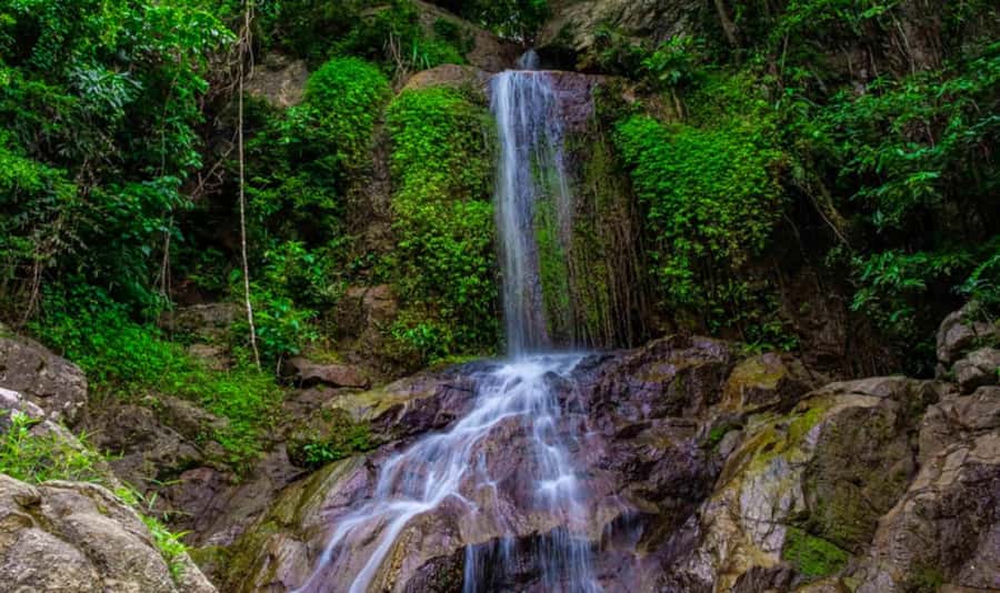 Ko Samui: Tree Bridge Jungle Zipline and Waterfall Adventure - Riding eight lines above Koh Samui
