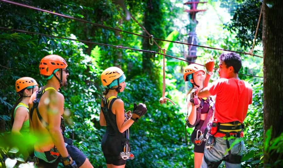 Ko Samui: Tree Bridge Jungle Zipline and Waterfall Adventure - Small groups and guide support