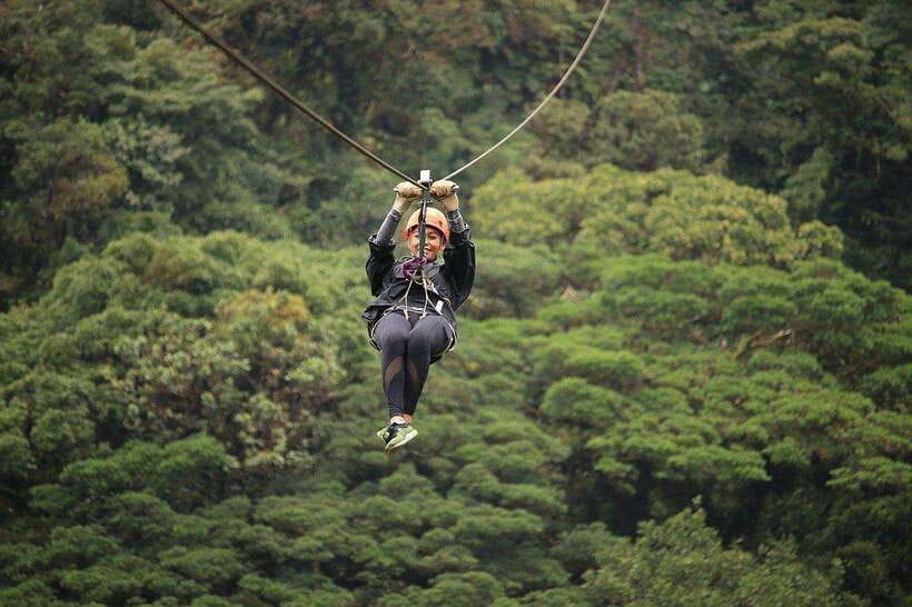 Kuang Si Waterfall, Tree Top Cafe, Ziplining - The 542 steps to The View