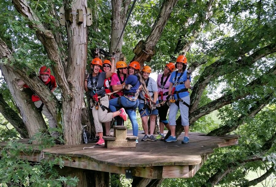 Lexington: Fully Guided Zipline Canopy Tour - Six ziplines, with the gorge crossing ahead