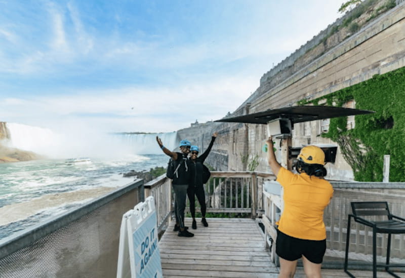Niagara Falls, Canada: Early Bird Zip Line to The Falls - From Clifton Hill to the launch platform