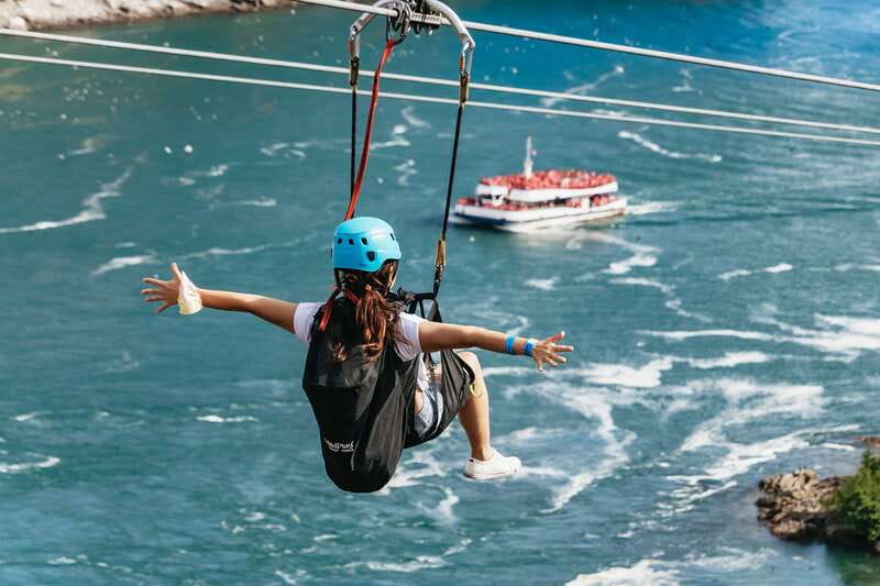 Niagara Falls, Canada: Zipline to The Falls - Launching from Clifton Hill toward the Falls