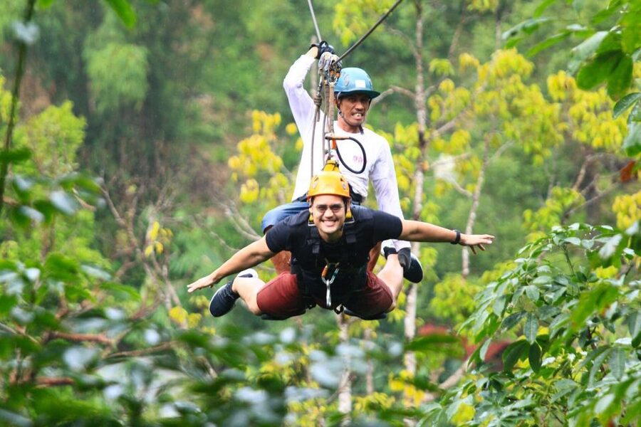 Phuket Paradise Adventure: Zipline, ATV Adventure - Taking the zipline above the trees