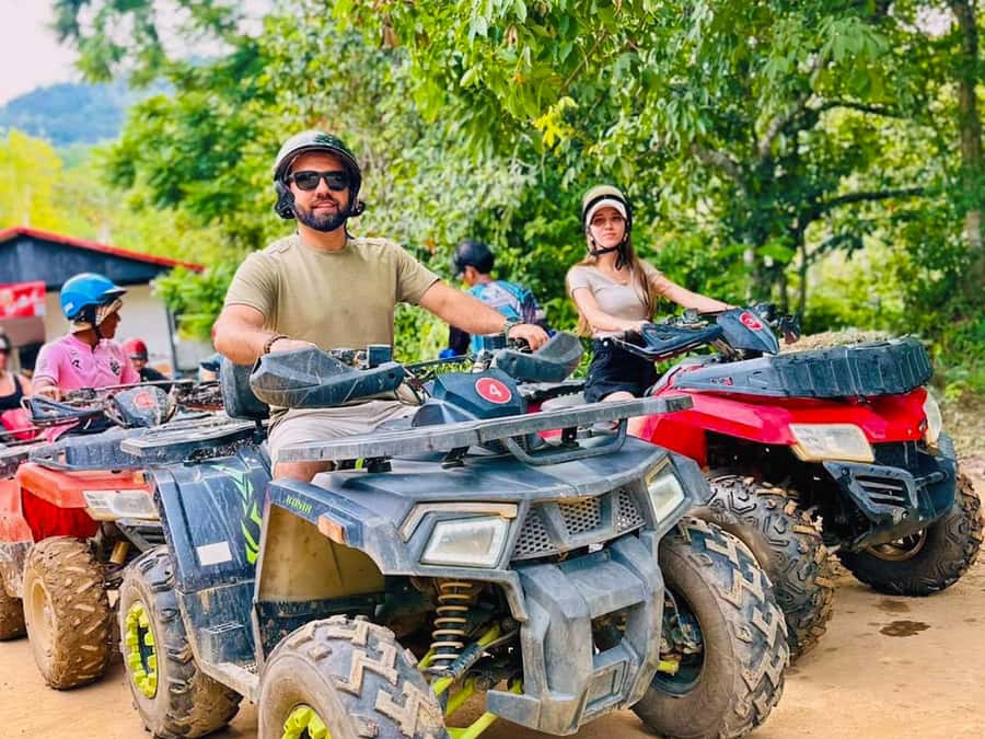 Phuket : Ride ATV Adventures ,Zipline & Viewpoint Panoramic - Monkeys, mosaics, and temple manners