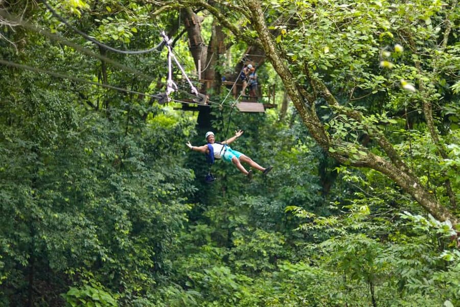 Puerto Plata/Amber Cove: Zipline and Waterfalls with Lunch - Flying over waterfalls on five zipline courses