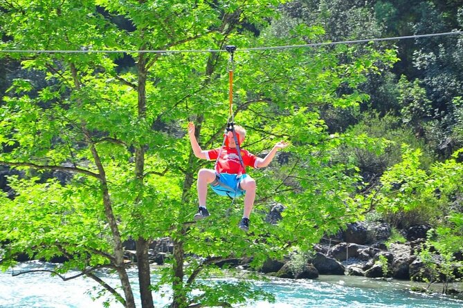 Rafting, Quad Safari, & Zipline Combo Experience with Lunch - A zipline over the canyon