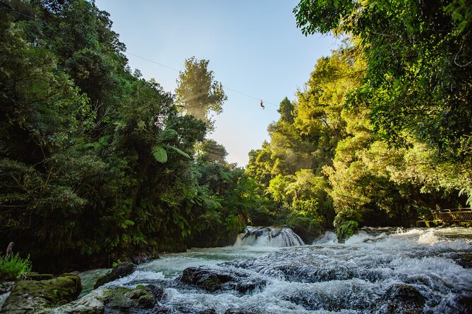 Rotorua Ziplines - Okere Falls Experience - Flying above the Kaituna River
