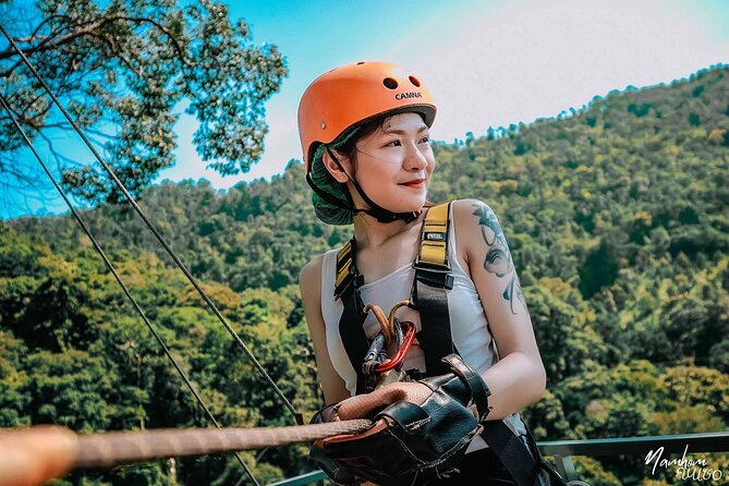 Samui Zipline FLY & Fun Tree Bridge Jungle Cafe & Waterfall - The zipline course and the waiting time