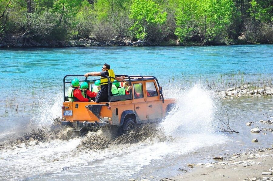 Side&Alanya:Rafting,Jeep,Quad/Buggy Safari/Zipline wLunch - Ziplining above the trees