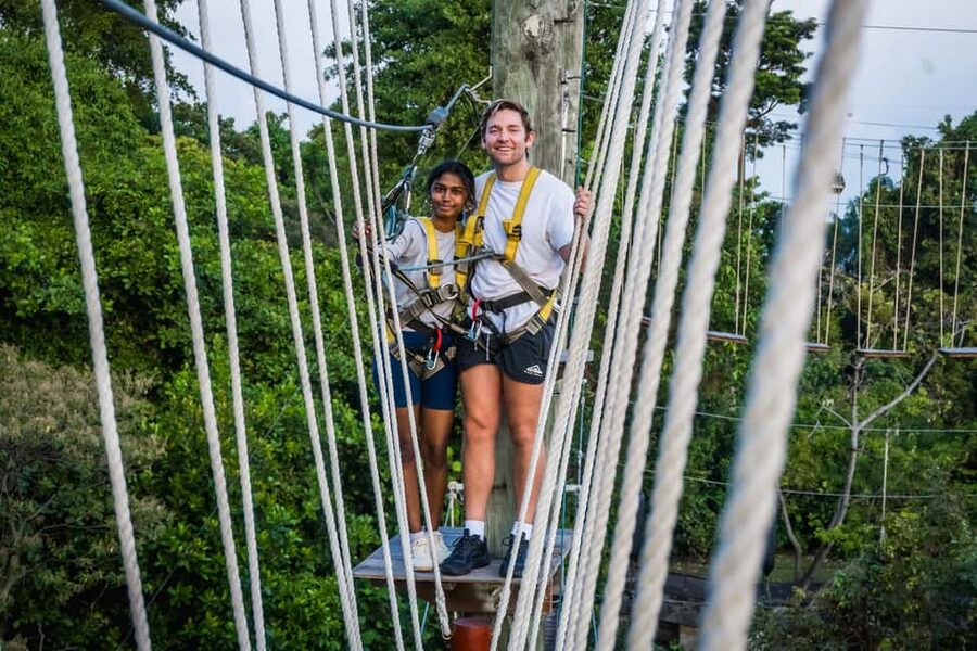 Singapore: Mega Adventure Zipline - MegaBounce: flips above Siloso Beach