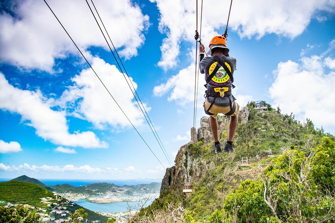 Sky Explorer and Sentry Hill Zip Line Adventure St Maartin - Riding the Sky Explorer to St Maarten’s highest point