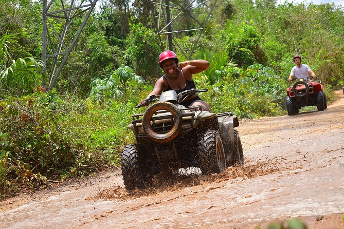 Super Combo ATV in Cancun with Zipline, Snorkel, Cenote, transfer - Riding the insured ATV trail