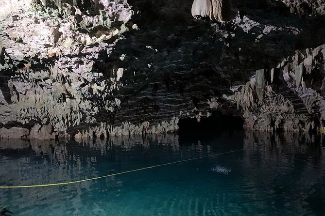 Tulum E-Bike Jungle Zip Line/Repel Snorkel Cenote + Lunch - Snorkeling among cave formations