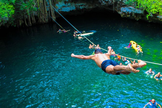 Ultimate 5x1 Combo with ATV, Ziplines, Cenote & Reef Snorkeling - Cenote Verde Lucero brings a welcome cool-down