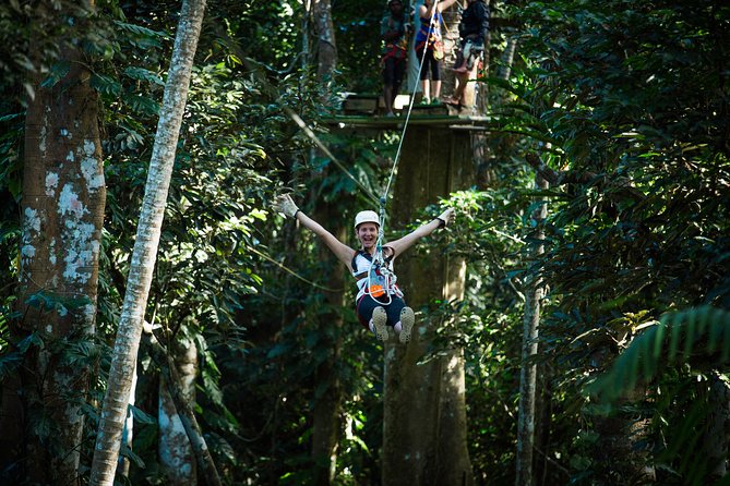 Vanuatu Jungle Zipline with Transfers - Flying above Mele Bay instead of just seeing it