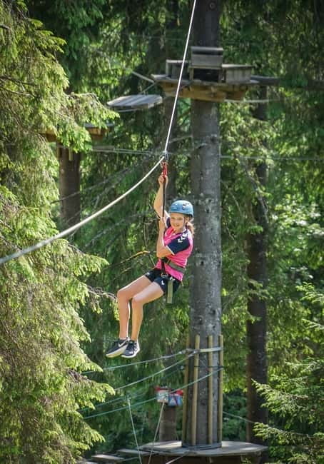 Voss High Rope & Zipline Park - The zipline section and river crossings